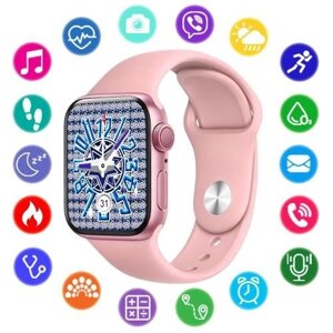 Смартгодинник Smart Watch NB-Plus з мікрофоном і крокометром, вологозахистом, бездротовим заряджанням pink