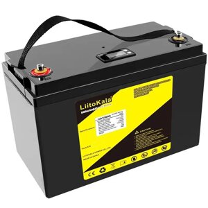 Літій-залізо-фосфатний акумулятор LiFePO4, LiitoKala, 12V 100Ah, з LCD-дисплеєм, BMS smart плата