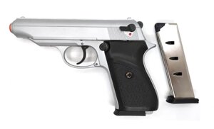 Стартовий пістолет SUR 2608 matte chrome з додатковим магазином (Walther PP)