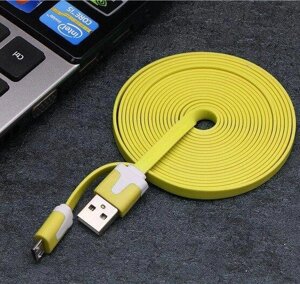 Кабель micro USB X38 гума, плоский 2м