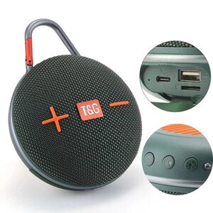 Портативна Bluetooth-колонка TG648 з функцією speakerphone, радіо з карабіном green