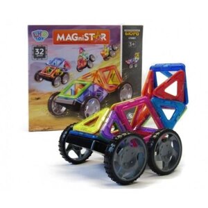 Магнітний конструктор Limo Toy MAGniSTAR 3001 32 деталі Кольорові магніти Транспорт