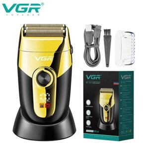 Електробритва VGR V-383 шейвер для сухого та вологого гоління, Waterproof, LED Display, зарядна станція