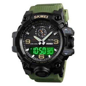 Годинник наручний чоловічий з підсвіткою Skmei 1586AG 57 mm ARMY GREEN