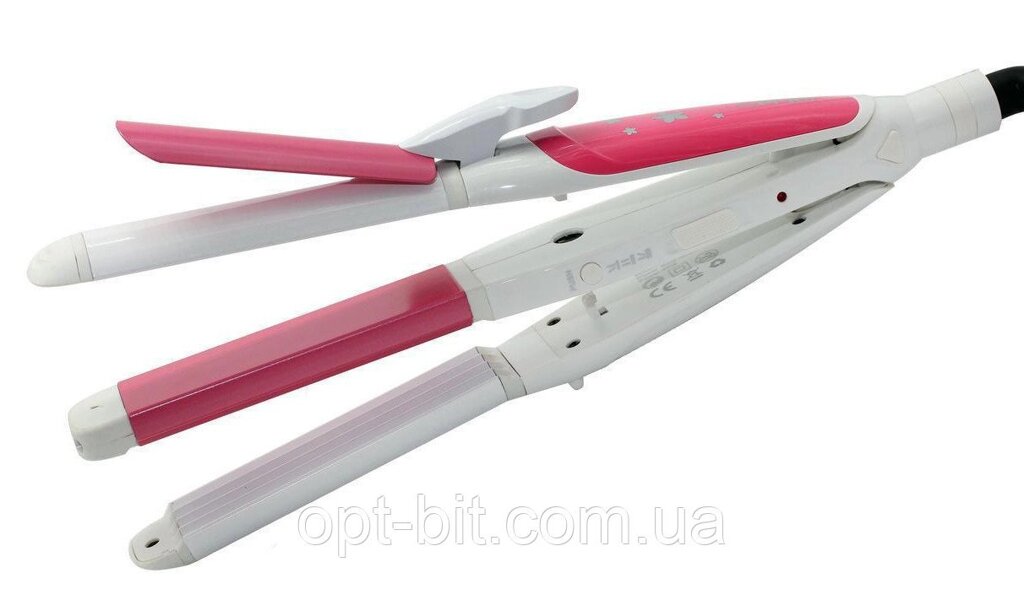 Плойка (праску, щипці, гофре) 3 в 1 ProGemei GM-1960 White | Pink від компанії Інтернет магазин "ВАШ БАЗАР" - потрібні і оригінальні товари! - фото 1