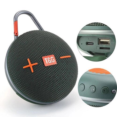 Портативна Bluetooth-колонка TG648 з функцією speakerphone, радіо з карабіном green від компанії Інтернет магазин "ВАШ БАЗАР" - потрібні і оригінальні товари! - фото 1