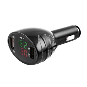 Термометр вольтметр VST-708-4, зелено-червоний,2 USB роз'єми