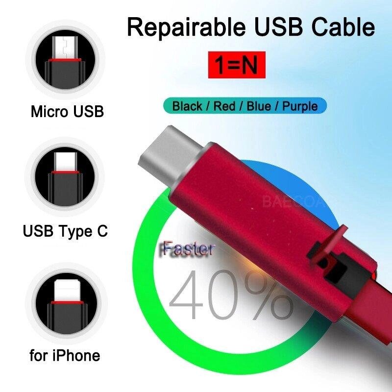 Відновлюваний зарядний дата кабель для Lighting usb 1,5 m Reborn від компанії Інтернет магазин "ВАШ БАЗАР" - потрібні і оригінальні товари! - фото 1