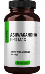 Ашваганда (Withania somnifera) Sporter ASHWAGANDHA PRO MAX 60 капсул