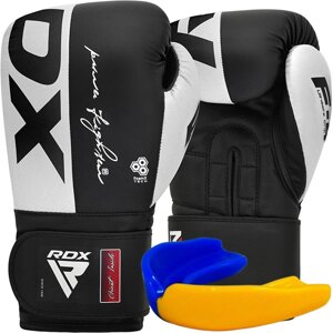 Боксерські рукавиці RDX F4 Boxing Sparring Gloves Hook&Loop WHITE/BLACK 12 унцій (капа у комплекті)