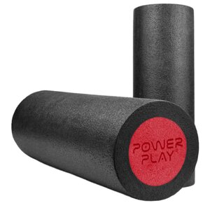 Масажний ролик (ролер) гладкий PowerPlay 4021 Fitness Roller Чорно-червоний (45x15см.)