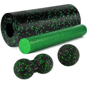 Масажний набір PowerPlay PP_4015 EPP Foam Roller Set 4in1 (2-ва роли + 2-ва м'ячі) Чорно-зелений