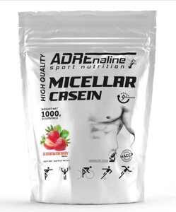 Казеїновий протеїн adrenaline micelar casein 1000 грам смак : полуниця