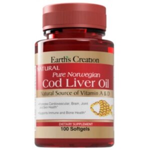 Жирні кислоти Earth‘s Creation Cod Liver Oil 100 Softgels