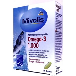 Жирні кислоти Mivolis Das Gesunde Plus OMEGA 3 1000mg 60 капсул