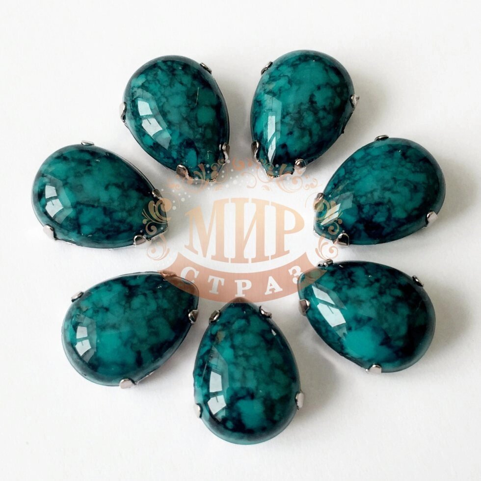 Акрилові кабелі в ланцюгах, Крапля, колір Zircon Malachite, 10х14 мм, 1 шт. від компанії Інтернет - магазин "Glamora" - фото 1