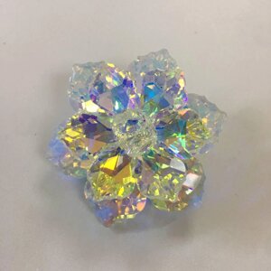 Брошка "Квітка", колір Crystal AB, 50 мм, 1шт