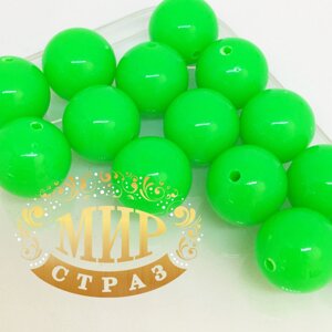 Бусина акрилова, колір Fluo Emerald, 14 мм*1 шт.