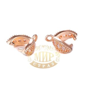 Тримач для кулона з цирконієм, довжина 9 мм, Rose Gold, 1 шт.