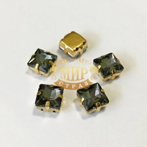 Квадрати в золотих ланцюгах 8х8 мм, колір Black Diamond