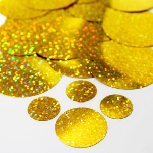Паєтки 20-мм голографічні, колір Gold AB, 10 грамів ~120 шт.)