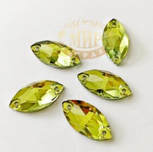 Пришивні човники скло Lux, колір Lime Topaz, 9x18 мм, 1 шт.