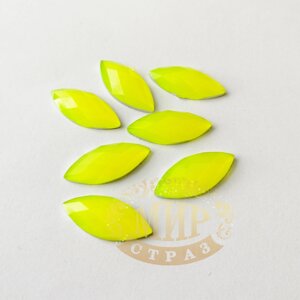 Клейові неонові стрази Човники, колір Neon Yellow, розмір 10х22 мм*1шт