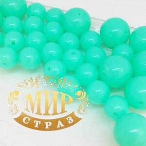 Бусина акрилова, колір Fluo Mint, 12 мм*1 шт.