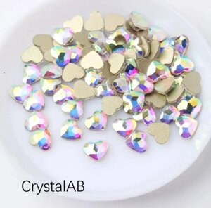 Стрази для інкрустації Серце 5mm, колір Crystal АВ, *1 шт.