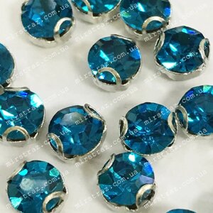 Круглі стрази в ланцюгах 5 мм, колір Blue Zircon