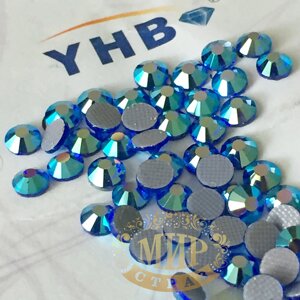 Стрази YHB Lux, колір Sapphire AB, HF, ss16 (3,8-4мм)