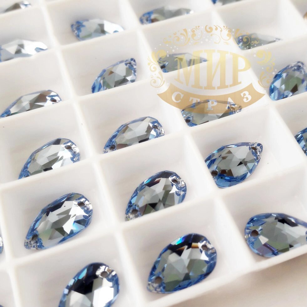 Пришивні камені Swarovski, Крапля 7х12мм, Light Sapphire, 1 шт. від компанії Інтернет - магазин "Glamora" - фото 1