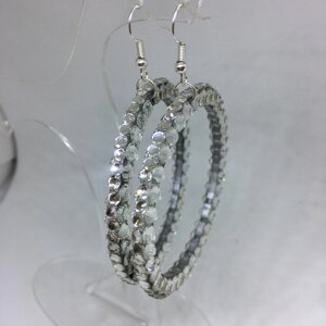 Сережки-кільця трьохрядні з камінням Crystal