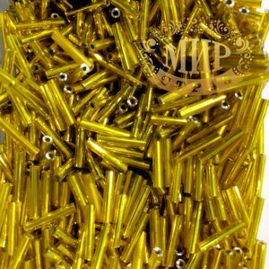 Стеклярус ровний, колір Citrine, довжина 9мм, 10 гр