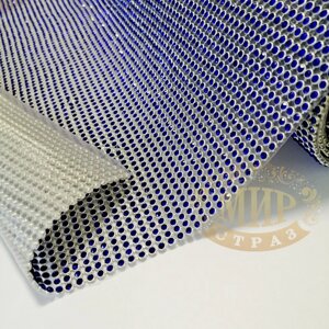 Стразова термотканина, метал-Срібло, стрази Sapphire, ss10(3мм), відрізок 1*45см