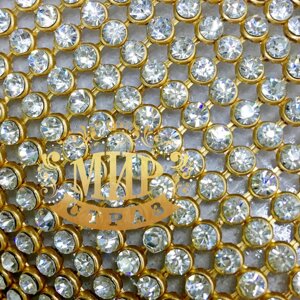 Стразова термотканина Метал-золото Стрази Crystal Відрізок 1*45см