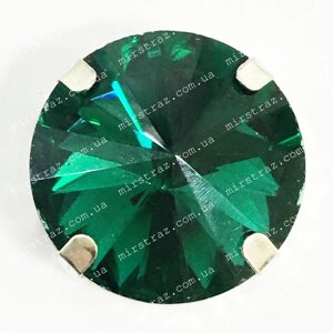 Стрази в цапах 12 мм Green Zircon