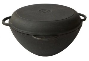 Каструля ВОК лита, v = 5,5 л, емальована чорної матовою емаллю, «Сітон» з чавунною кришкою-сковородою