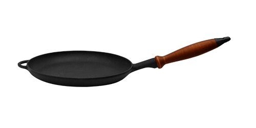 Сковорода чавунна Сітон для млинців класу Преміум, d = 200 мм, h = 20 мм, з дерев'яною ручкою від компанії Інтернет-магазин з продажу чавунного посуду виробництва НВП Сітон - фото 1