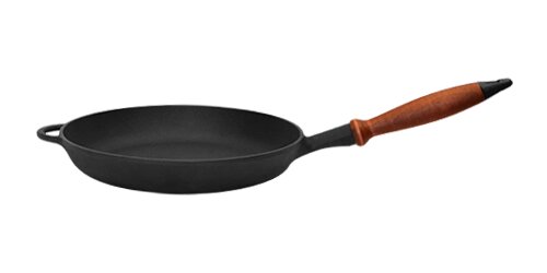 Сковорода чавунна Сітон класу Преміум з дерев'яною ручкою, d = 200 мм, h = 35 мм від компанії Інтернет-магазин з продажу чавунного посуду виробництва НВП Сітон - фото 1