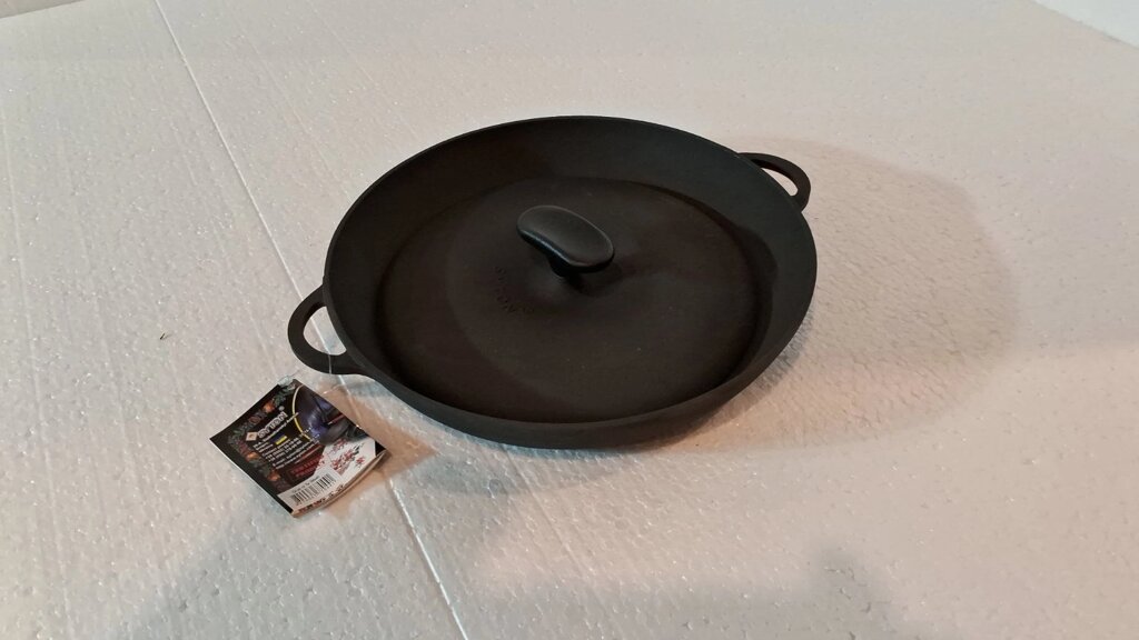 Сковорода гриль без покриття 260х40 мм з пресом від компанії Інтернет-магазин з продажу чавунного посуду виробництва НВП Сітон - фото 1