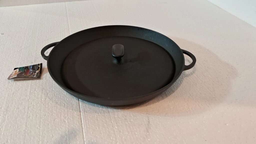 Сковорода гриль без покриття 340х40 мм з пресом від компанії Інтернет-магазин з продажу чавунного посуду виробництва НВП Сітон - фото 1