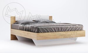 Ліжко 160 АСТІ / Asti м`яких спинка дуб крафт + білий глянець без каркаса Миро-Марк