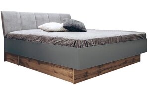 Ліжко двоспальне Лінц / Linz 180 з ящиками сірий шифер + дуб Вотан без каркаса Миро-Марк