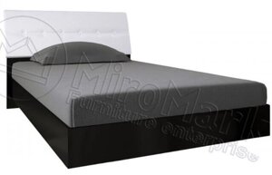 Ліжко Віола / Viola 160 м`яких спинка білий глянець + чорний мат без каркаса Миро-Марк