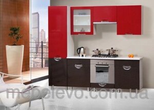 Світ Меблів Адель люкс кухня комплект 2м чорний + червоний