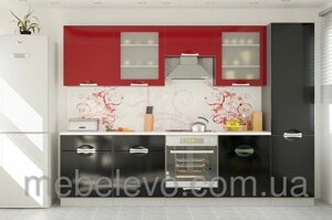 Кухня Кармен 2,0 м чорний + червоний Меблі-Сервіс