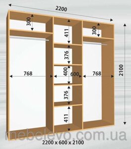 Фенікс; Шафа-купе "Стандарт 3Д" 2100/2200/600