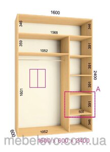 Фенікс; Шафа-купе "Ультра 2Д" 2400/1600/600