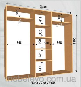 Фенікс; Шафа-купе "Стандарт 3Д" 2100/2400/450